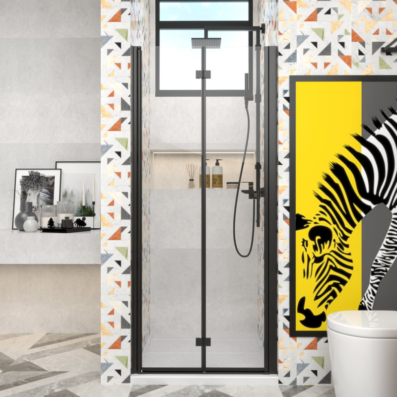 ImageYou Frameless Bifold Shower Door, 32"Wx72"H, Adjustable Width 32-33 3/8", Easy Installation with Magnetic Waterproof Seal