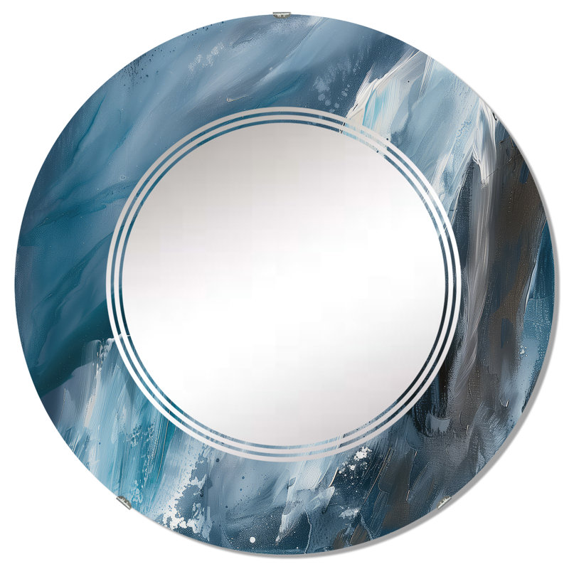 Miroir mural Splash Blue Indigo, imprimé moderne - Splash Blue Indigo, H 31,5 po x l po