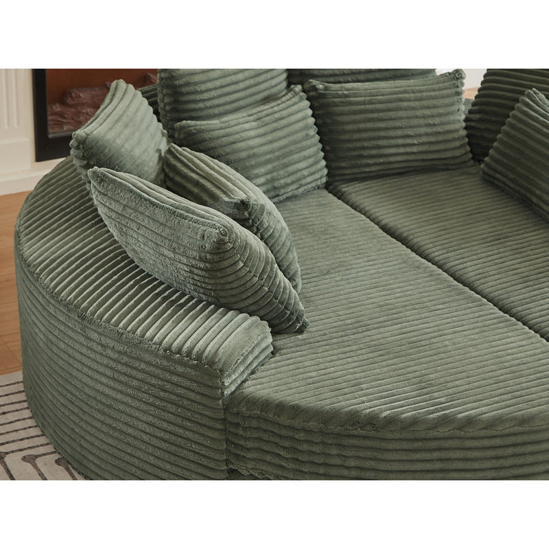 78.5" Wide Oversized Round Chaise Lounge Chair, Green