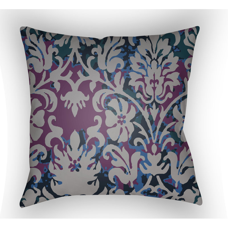 Damask Reversible Throw Pillow, 20" H x 20" W x 4" D, Dark Blue
