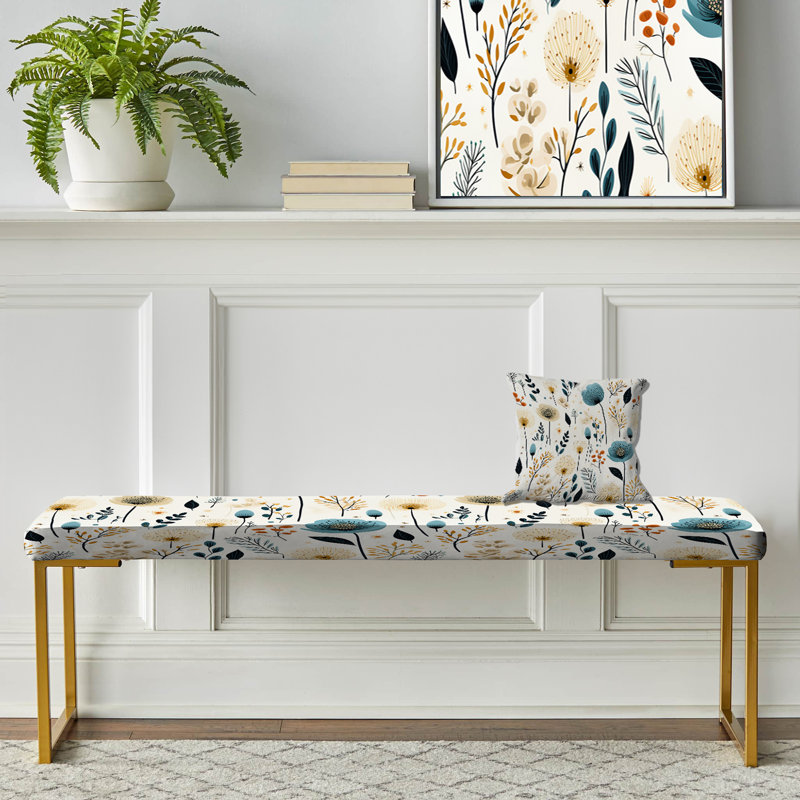 Banc rembourré floral blanc et bleu Serenity - blanc et bleu