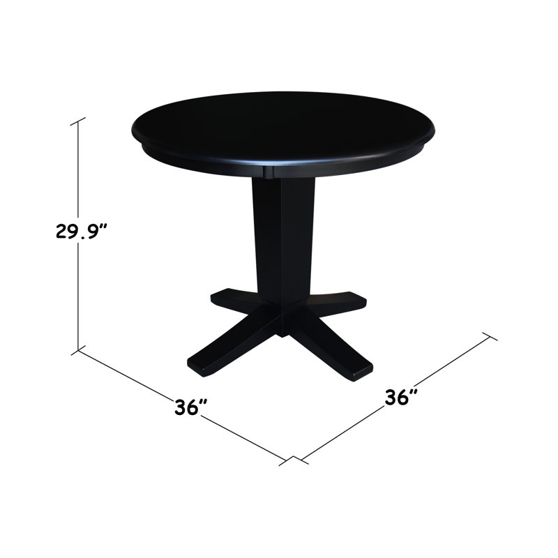 Table de salle à manger Grachan Ronund, H 29,9 po x L 36 po x l 36 po, Noir