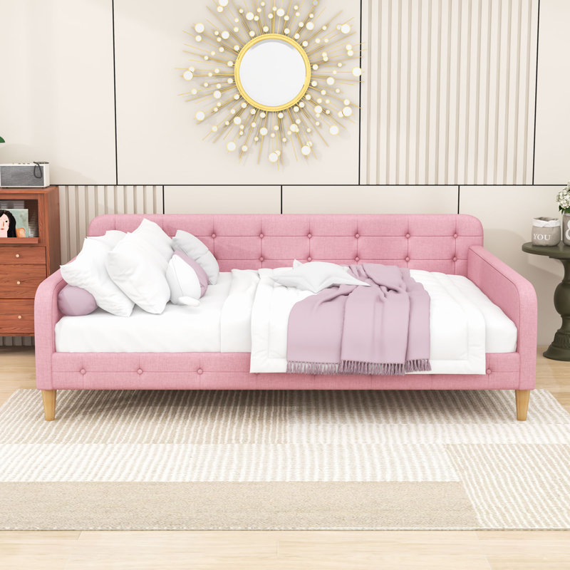 Lit de jour rembourré au design polyvalent, Rubine, Double