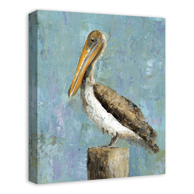 Pélican peint - impression sur toile tendue, H 20 po x l 16 po x P 1,25 po