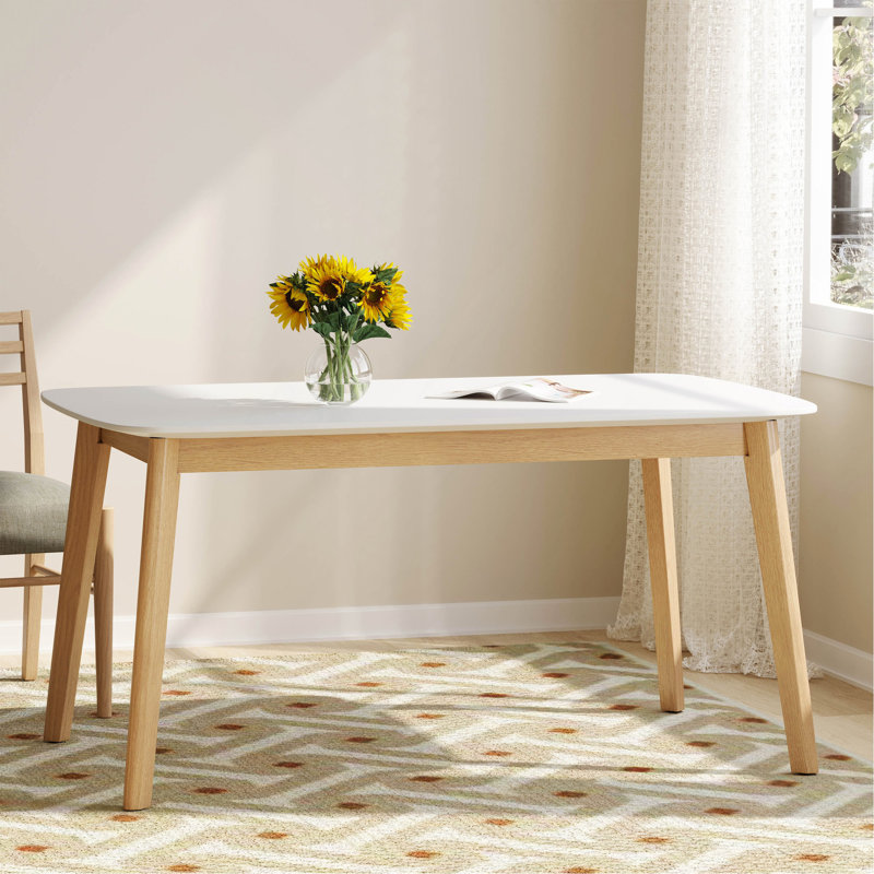 Table de salle à manger élégante de style Mid-Century moderne avec des matériaux durables pour votre maison, Blanc / Chêne
