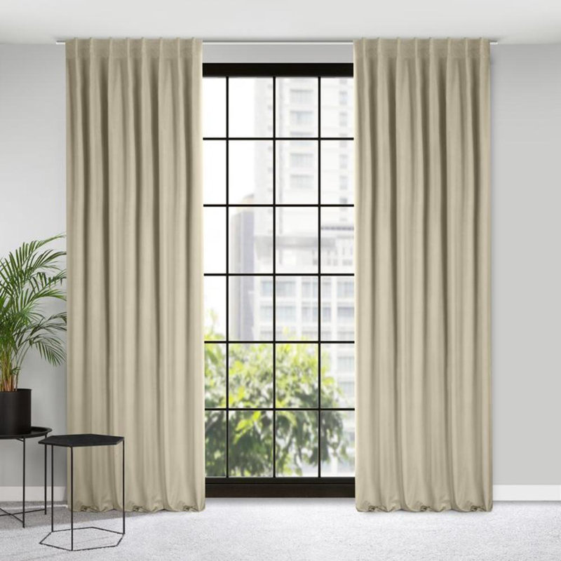 Madlen Blackout Single Curtain, Beige Tape
