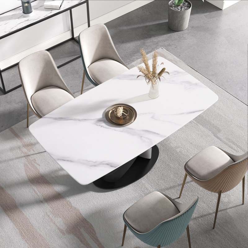 Table de salle à manger Sesteded, Noir, H 29,53 po x L 63 po x l 35,43 po, Blanc