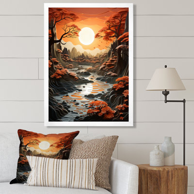 Baksi Orange Lake Misty Morning Reflections II Framed On Canvas Print