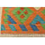 Tapis orange / vert / bleu en laine noué à la main de conception unique 4 pi x 6 pi Laurell