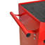 Coffre à outils à 7 tiroirs en acier rouge et noir de 20 po, glissières à roulement pour une utilisation facile, mouvement à 4 roues universelles, fonctionnalité de verrouillage des clés rouge et noir, armoire de rangement, glissières, roues, mécanisme