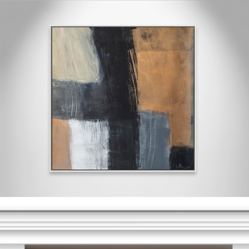 «Metallic Slate II» par Casa Fine Arts, H 41,5 po x l 41,5 po x P 2 po, Cadre flottant blanc