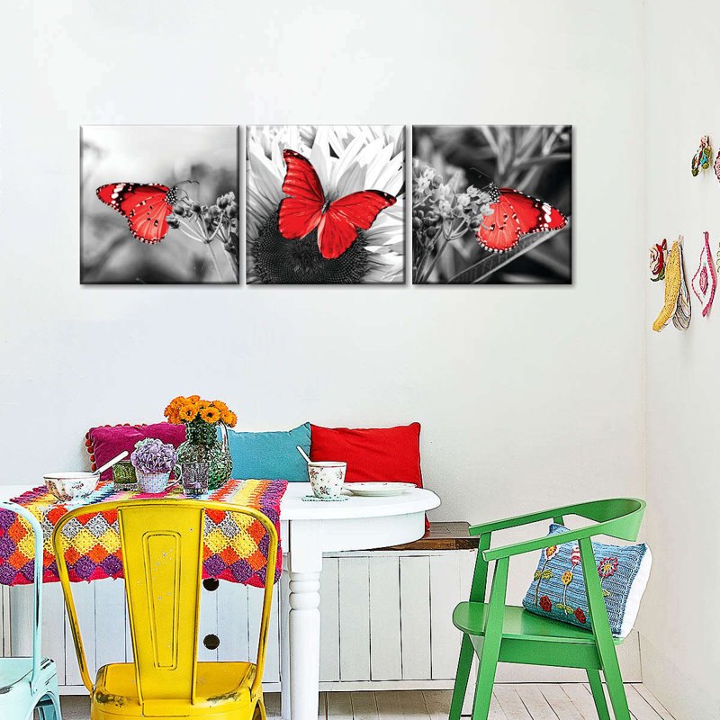 «Butterflies Pop», reproduction sur toile, H 18 po x l 57 po x P 1,25 po