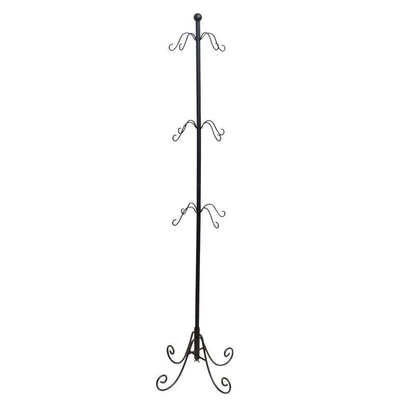 Black Adjustable Metal Christmas Stocking Tree Stand with 12 Hooks