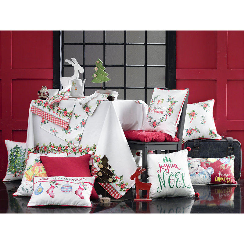 Christmas Trees White and Green 18" x 18" Polyester Throw Pillow Covers, Set of 2