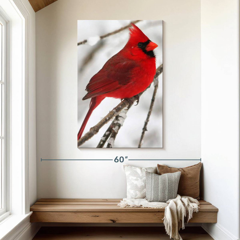 Bouleau Brampt et cardinal, H 48 po x l 32 po