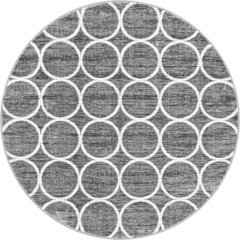 Obion Geometric Indoor Rug, Round 5'