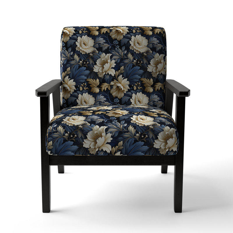 Chaise d'appoint florale Cobalt, Motif victorien splendide damassé royal VI