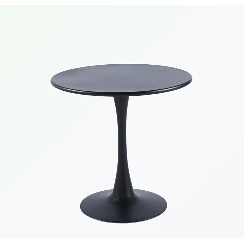 Round Dining Table, 31.5" Diameter Solid Metal Base Coffee Table, Black