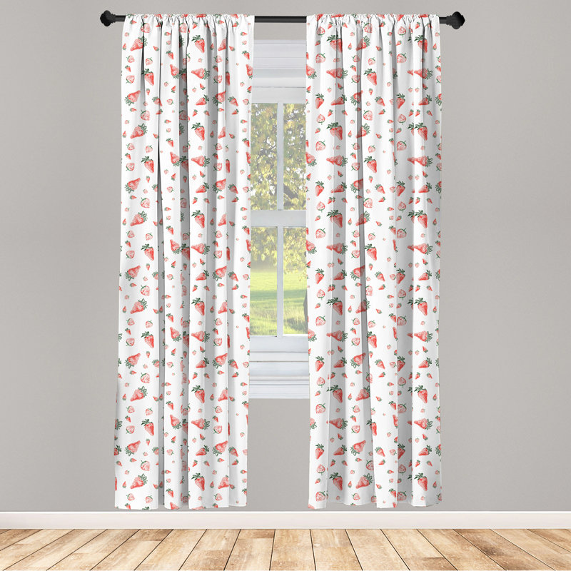 Strawberry Semi-Sheer Rod Pocket Curtain Panels, 28" x 95"