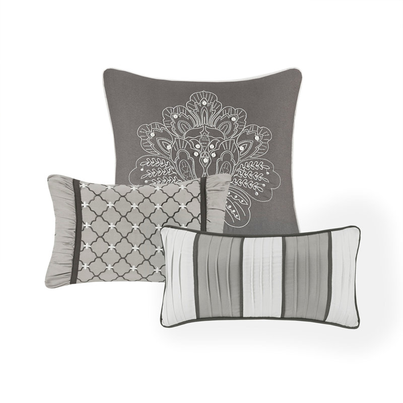 7 Piece Jacquard Comforter Set Grey