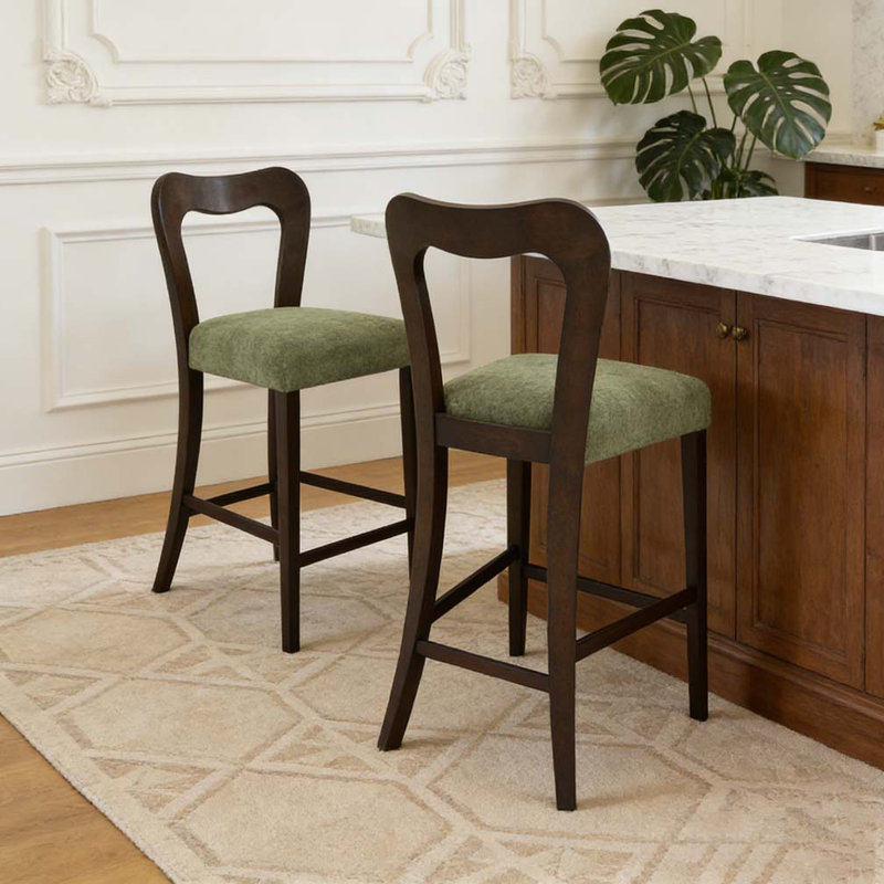 Ensemble de tabouret de comptoir, Brun foncé, vert