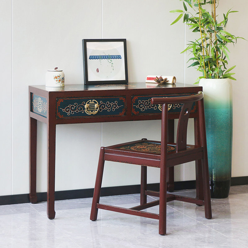 Nouvel ensemble de bureau et de chaises de style chinois peint