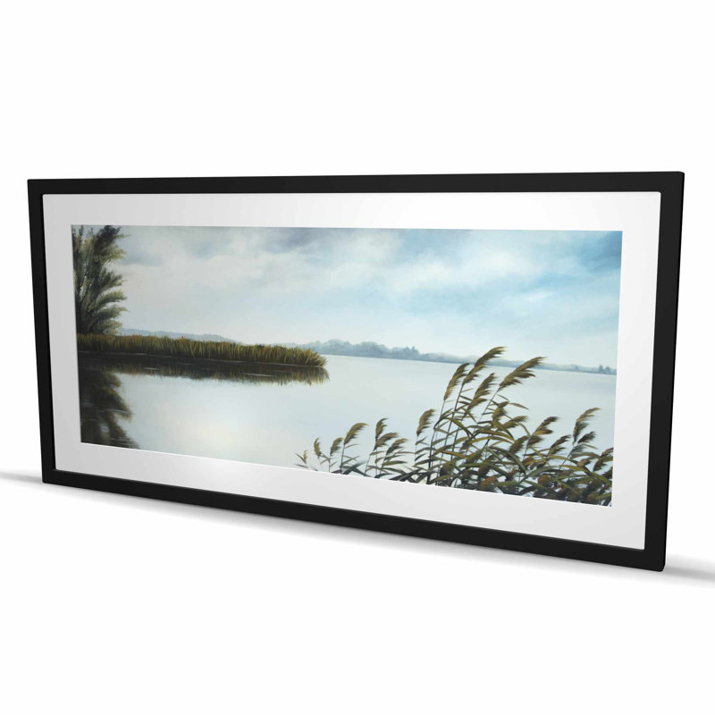 «Quiet Lake» - chambre à coucher, décor de paysage encadré, H 48 po x l 24 po, Noir