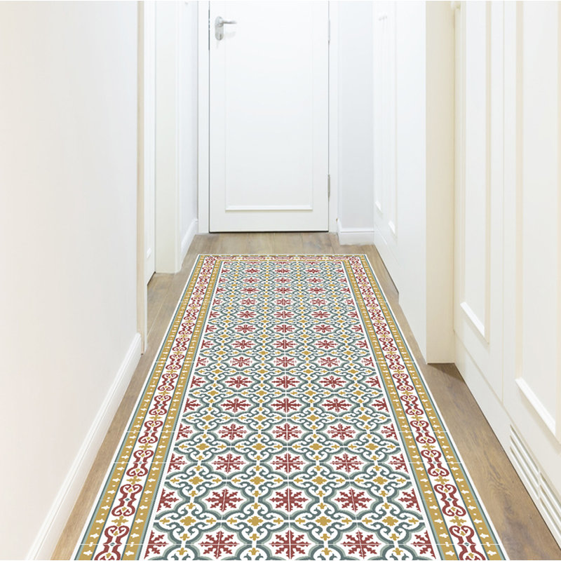 Auston Vinyl Machine Printed Area Rug, Rectangle 2'7.5" x 9'10.1"