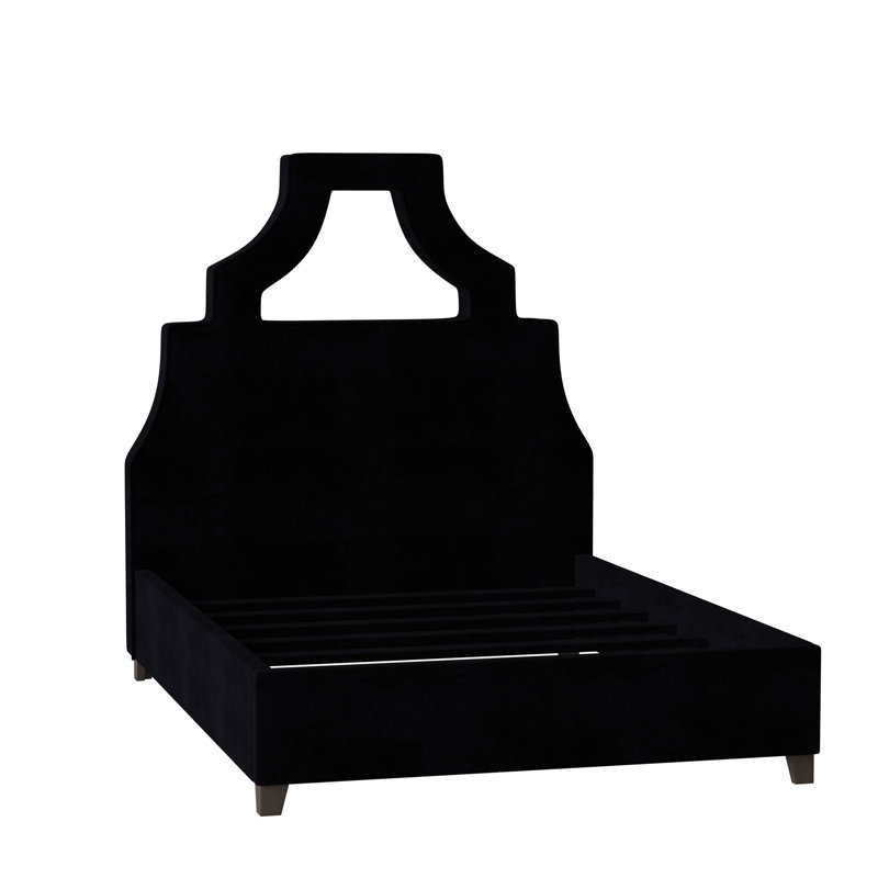 Natalie Upholstered Bed, California King, Bella Black Performance Velvet, Brown Mahogany