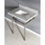 Dessus de meuble-lavabo en marbre Carrara de 30 po avec pieds en laiton Kingston Templeton (8 po, 3 trous)-30370044