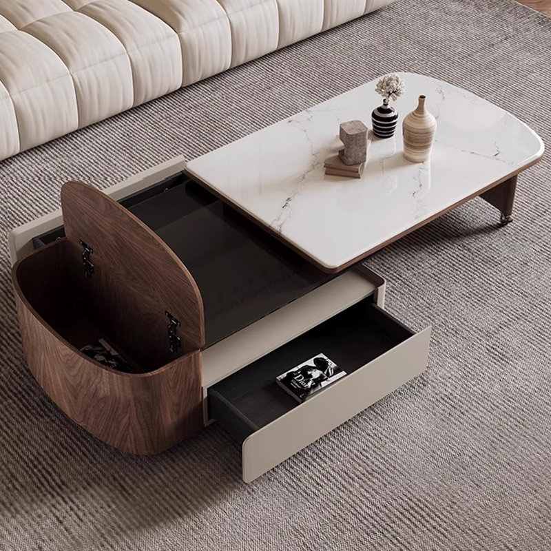 Microcrystalline retractable coffee table
