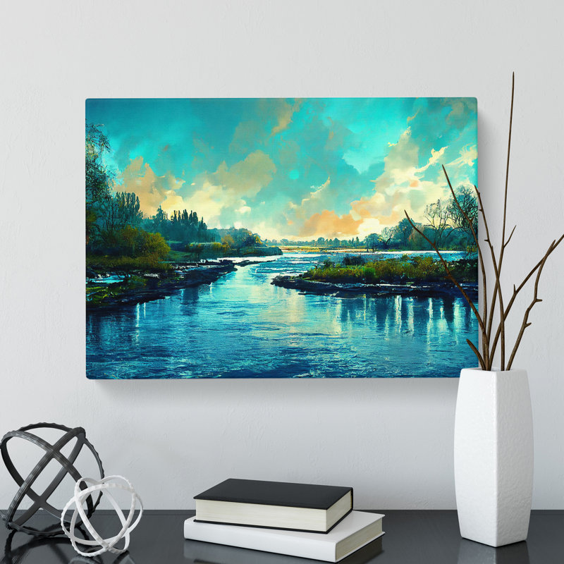 River Modern Art - Wrapped Canvas Print, 40cm H x 60cm W x 3cm D
