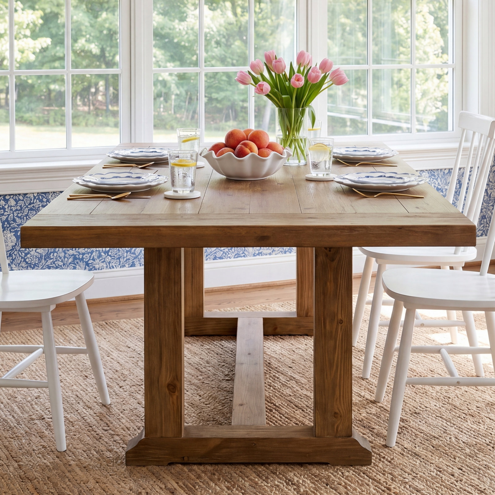 Daila 86.5'' Extendable Dining Table, Honey Pine/Waxed Pine
