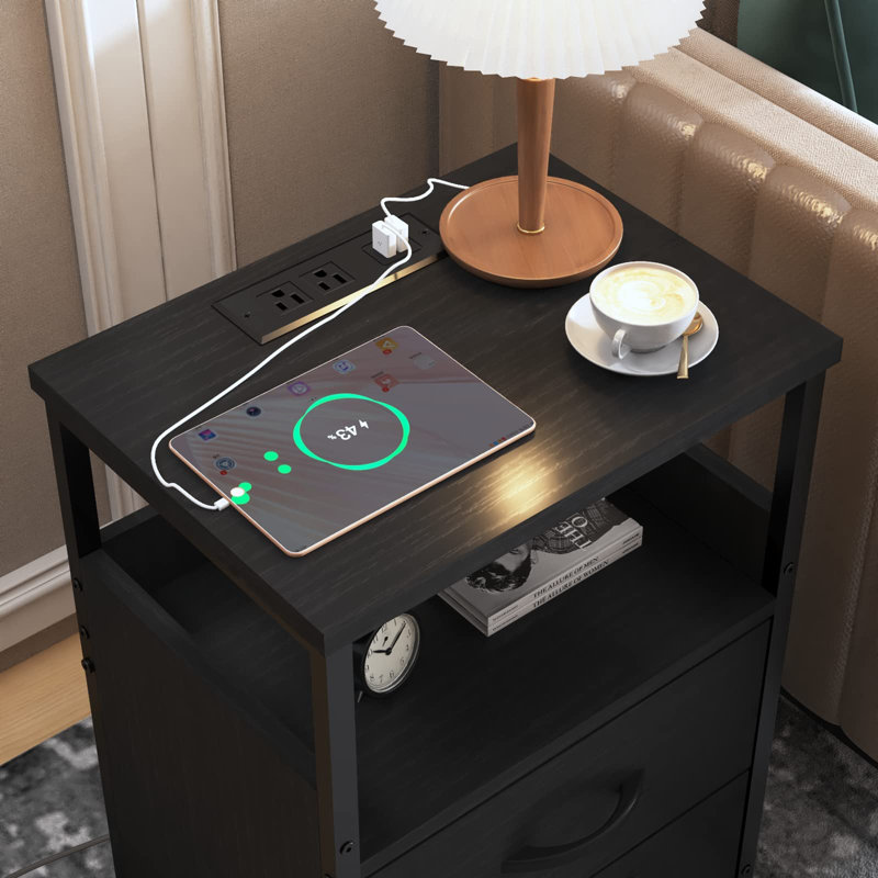 Table de bout avec station de charge, Noir