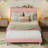 Velvet Upholstered Platform King Bed Frame with Storage Headboard and LED Lights-978940314-979535120