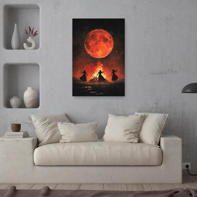 Art mural de la nature sanglante rituel dramatique mystique abstrait paysage, H 36 po x l 24 po