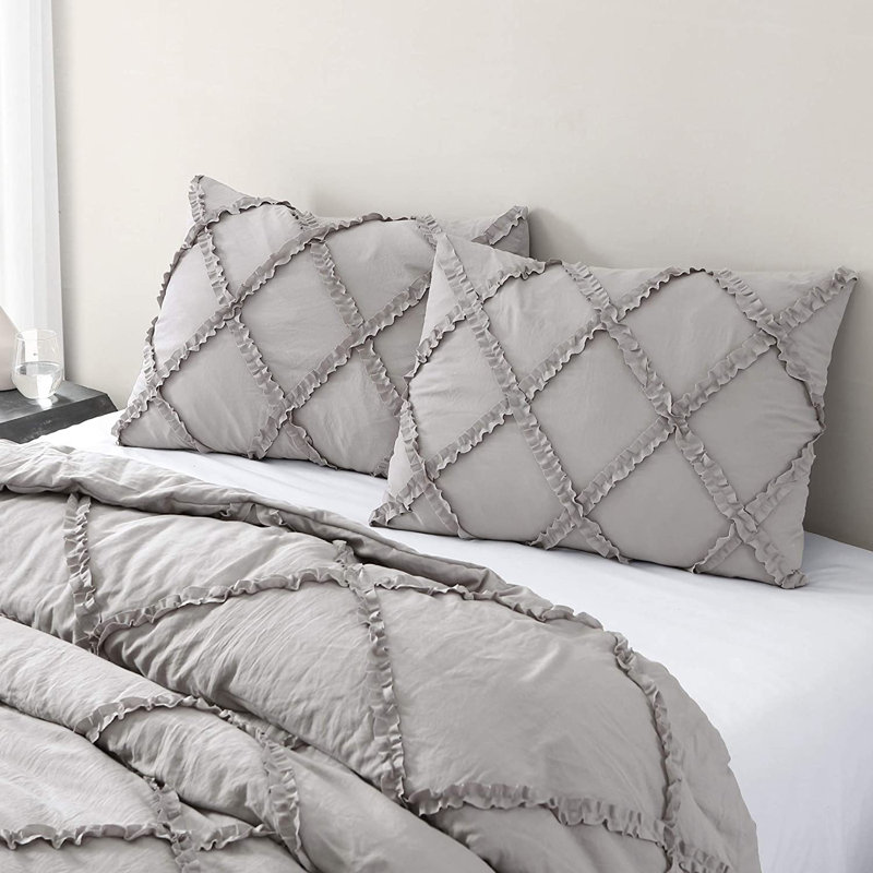 Vivian Soft Washed Microfiber Ruffle Comforter Set, Queen Comforter + 2 StandardShams, Woodrose