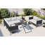 Ensemble de canapé modulaire d'extérieur 5 pièces avec table et coussins en verre-907968054