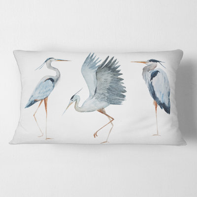 Heron Birds II - Traditional Printed Pillow