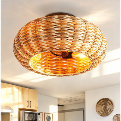 Ventilateur de plafond encastré avec moteur à courant continu Bohemian Farmhouse