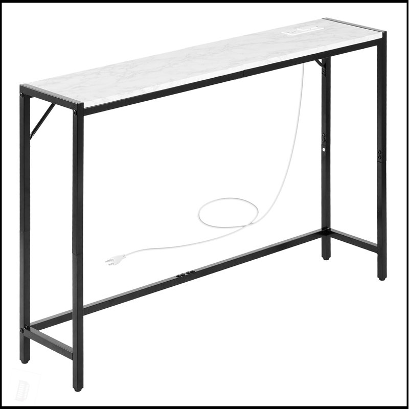 Console moderne en marbre avec prise de courant, parfaite pour les espaces étroits et la décoration élégante