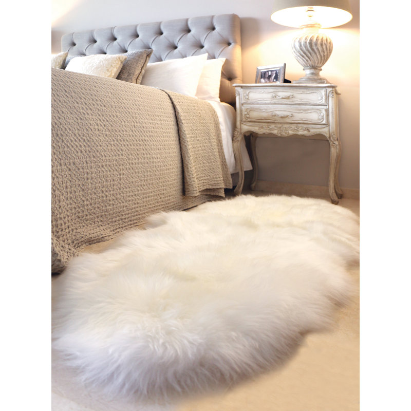 Fredrikstad Solid Colour Sheepskin Area Rug, Novelty 67 x 95cm