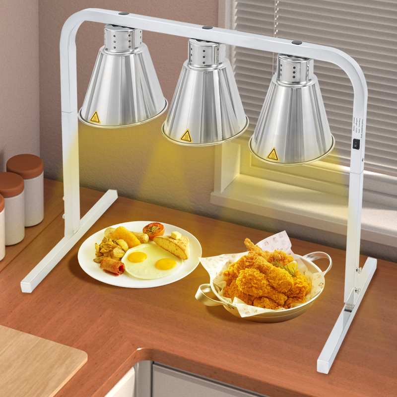 750W 3-Head Food Warming Insulation Lamp, Silver