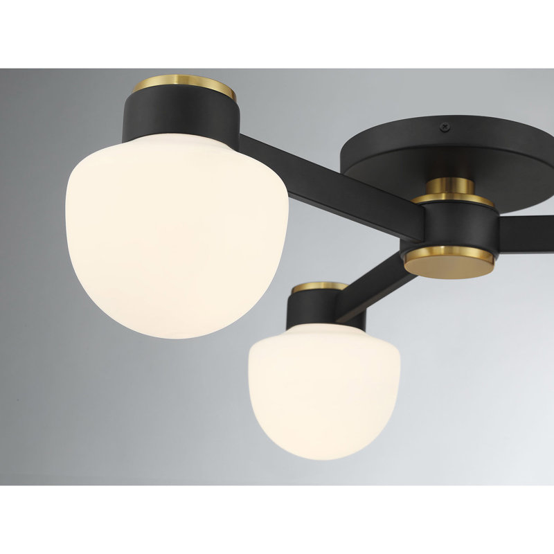 Plafonnier à 3 lumières de couleur noir mat avec laiton naturel Lillins