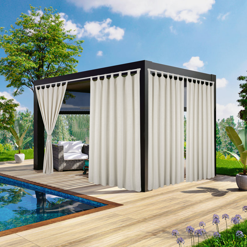 Rideau de terrasse imperméable et isolant, Gris, L 52 po x L 108 po