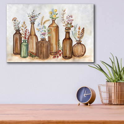 «Fall Brown Bottles A» par Jean Plout, art mural en verre acrylique