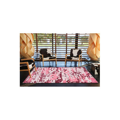Tapis rose tissé lavable à la machine