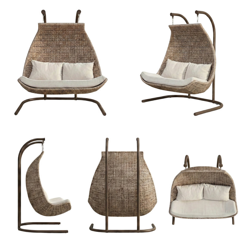 Paloma Double Egg Chair with Stand, Canvas Canvas Sunbrella® Canvas