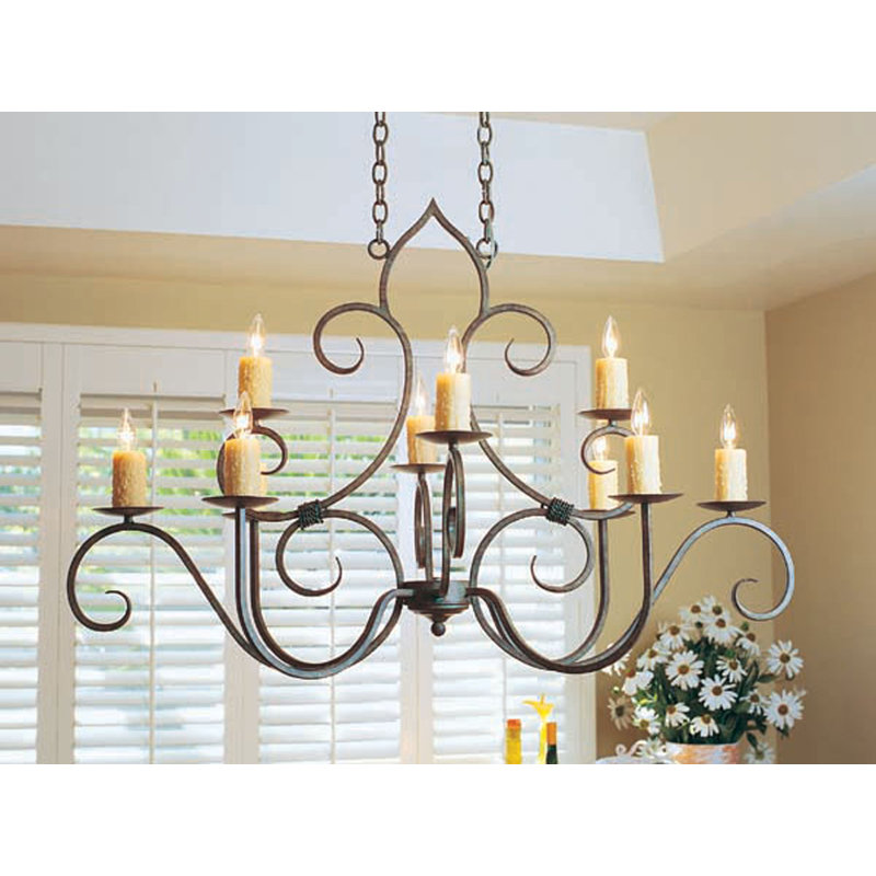 Clifton 10 - Light Chandelier, Golden Verde Premium, White Parchment