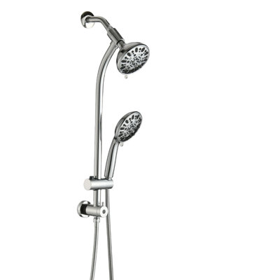 5 Inch Exposed Pipe Shower System With Hand Shower Wall Mounted Complete Shower Faucet Kit Stainless Steel Shower Trim Kit With Slider Bar